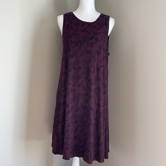 {Loft} Plum Floral Knit Tank Dress - Picture 2 of 8